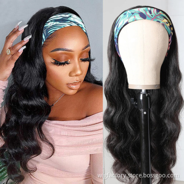 factory price wigs with head band,free head band for head band wig curly,pure human hair wigs with head band for black woman